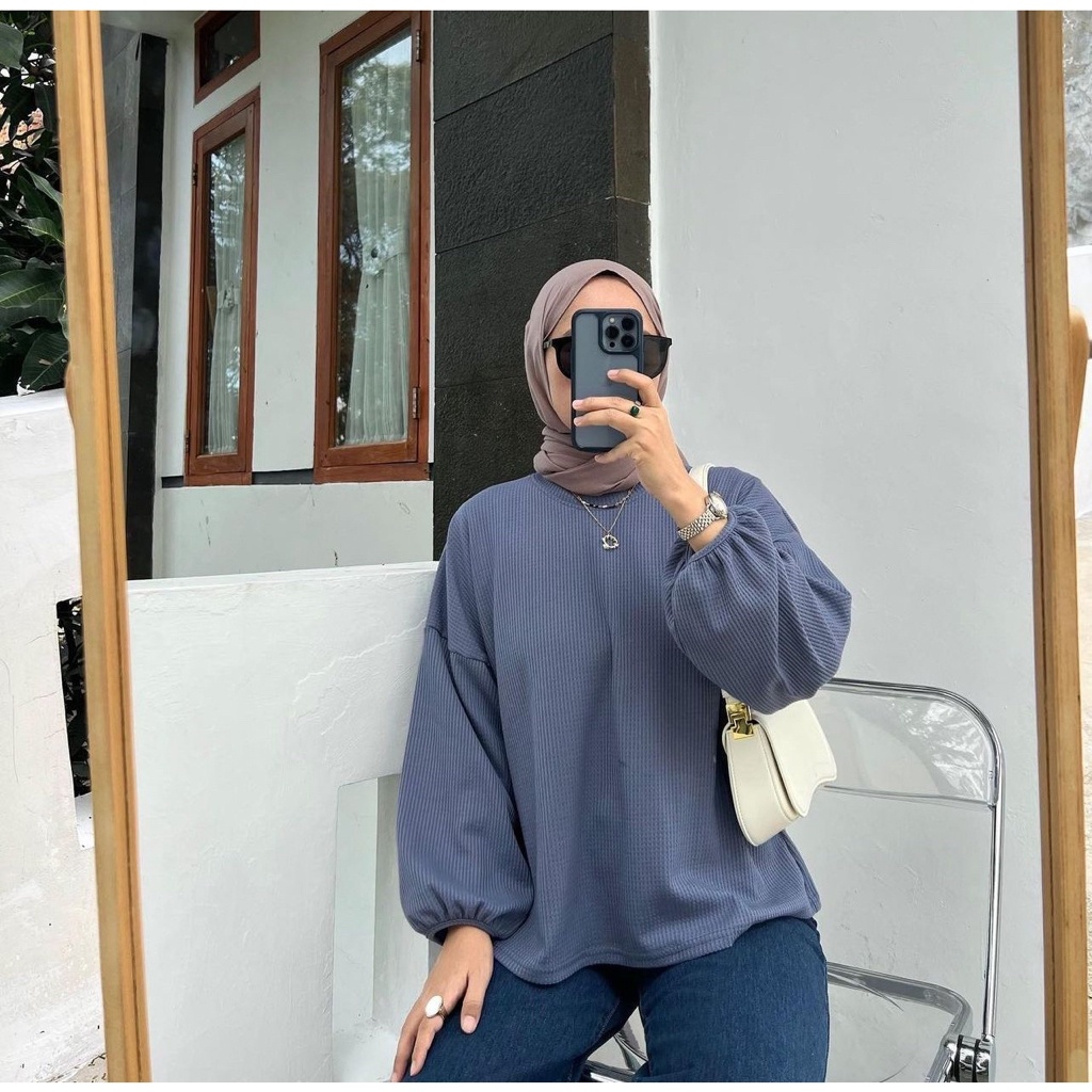 BEFAST - ZFS OOTD WANITA BLOUSE ZAR / FRISTI WAFFLE BLOUSE / Atasan lengan Panjang Wanita / Fashion kekinian remaja ABG Trendy / Blouse Polos Formal / Pakaian Kekinian Remaja ABG Trendy / Outfit Daily Wanita Kerja