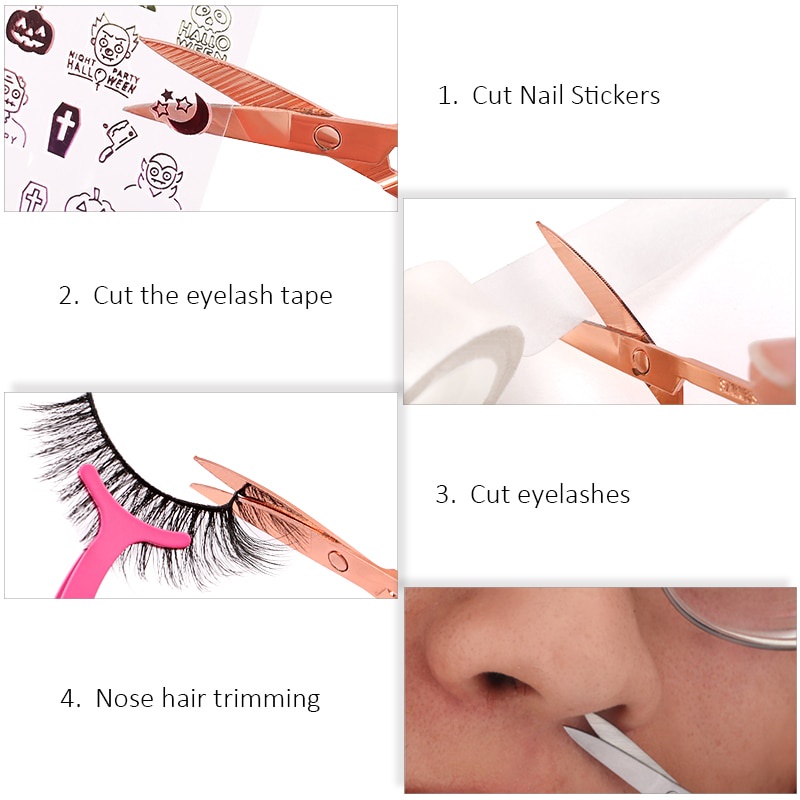 1pcs Gunting Alis Stainless Steel Pemangkas Bulu Mata Wajah Hidung Hair Remover Manicure Nail Kutikula Kecantikan Gunting Alat Makeup