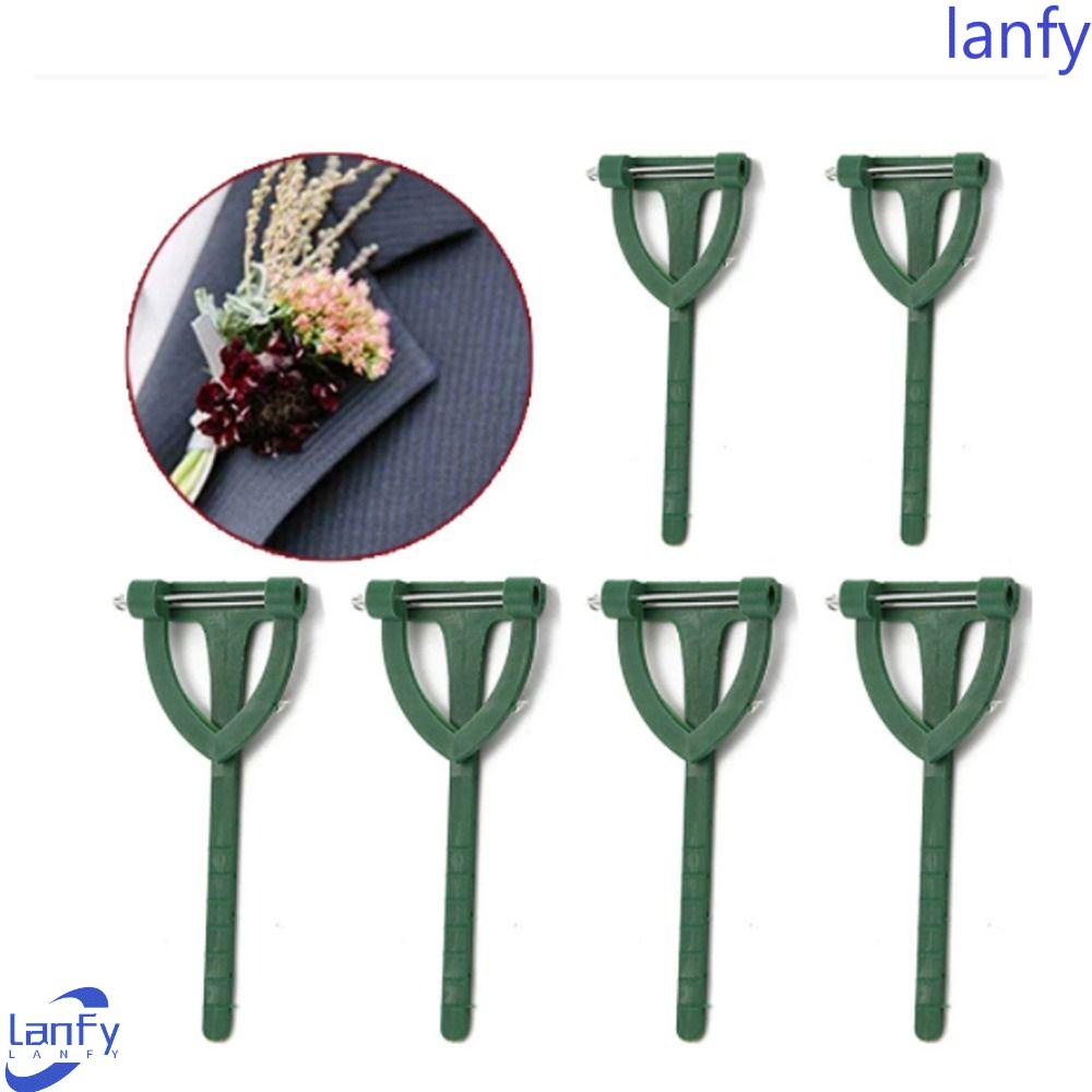 Lanfy Bunga Bros 100 Pcs T-Berbentuk Pernikahan Korsase Wedding Decor Plastik Pengantin Pria Korsase Klip