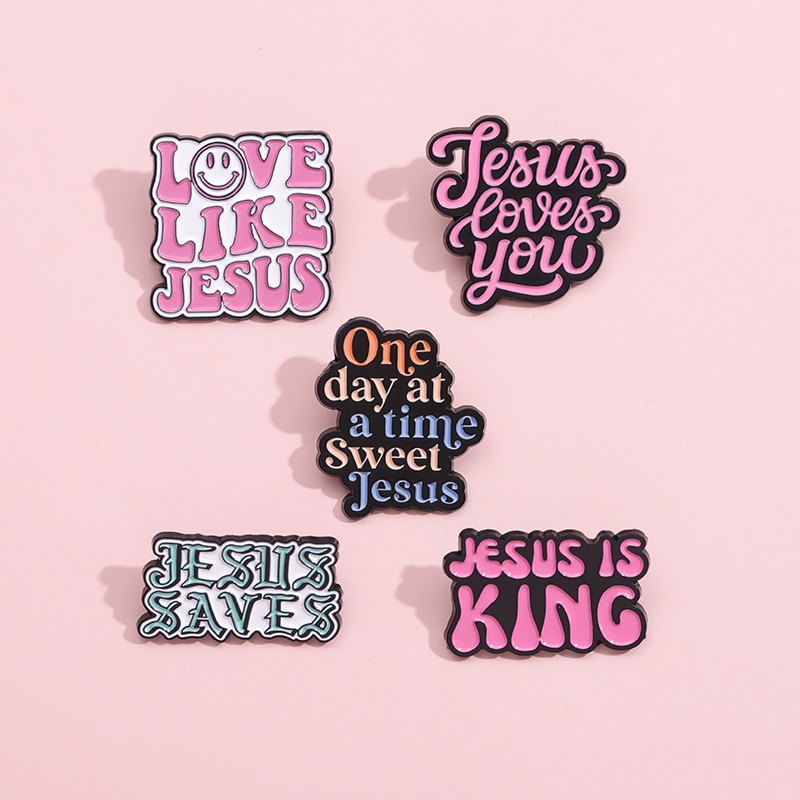 Kartun Colorful Quotes Enamel Pin Bros Lucu Yesus Teks Bros Kerah Lencana Kreatif Perhiasan Hadiah Untuk Teman Anak