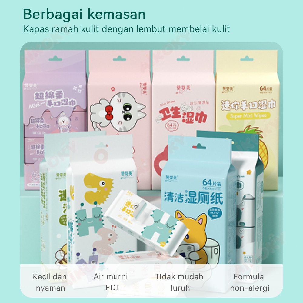 AIKOKY 8PCS/Set Tisu Basah Mini / Portable Wet Wipes