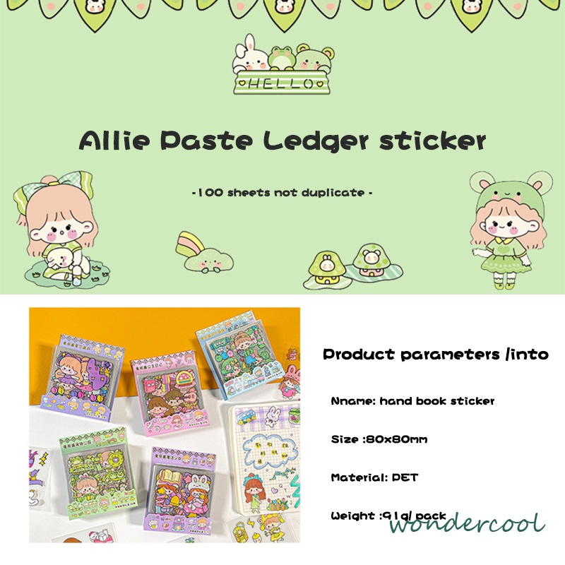 100pcs Lembar Stiker Deco Set Waterproof Kartun Lucu ekorasi Alat Tulis Siswa Stiker Kartun-Won