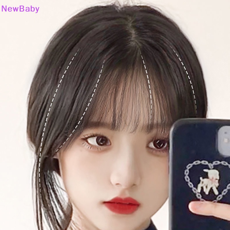 Newbaby Sintetis 3D Air Bangs Hair Clip-In Poni Ekstensi Pinggiran Palsu Natural Fake ID