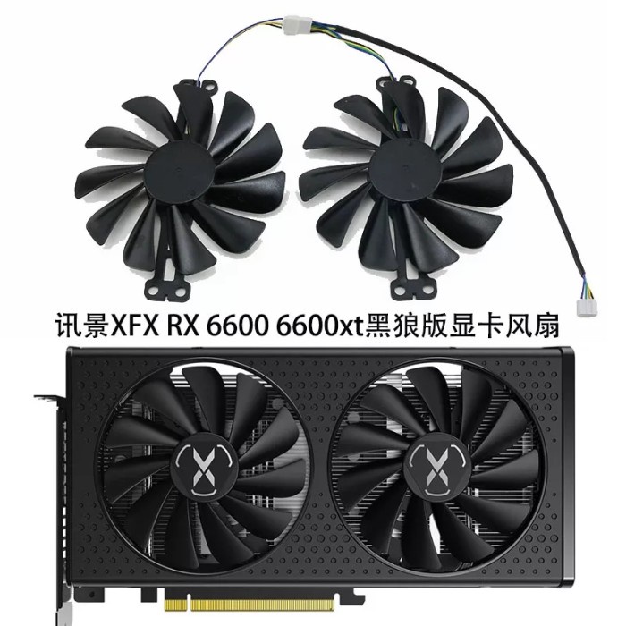 Fan kipas vga XFX Rx 6650 6600 xt Speedster SWFT 210 95mm 4pin OEM