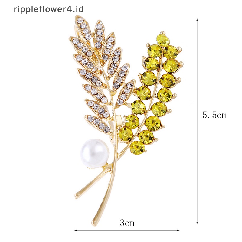 {rippleflower4.id} Berlian Imitasi Gandum Bros Kerah Pin Untuk Jas Wanita Pria Pesta Bros Perhiasan~