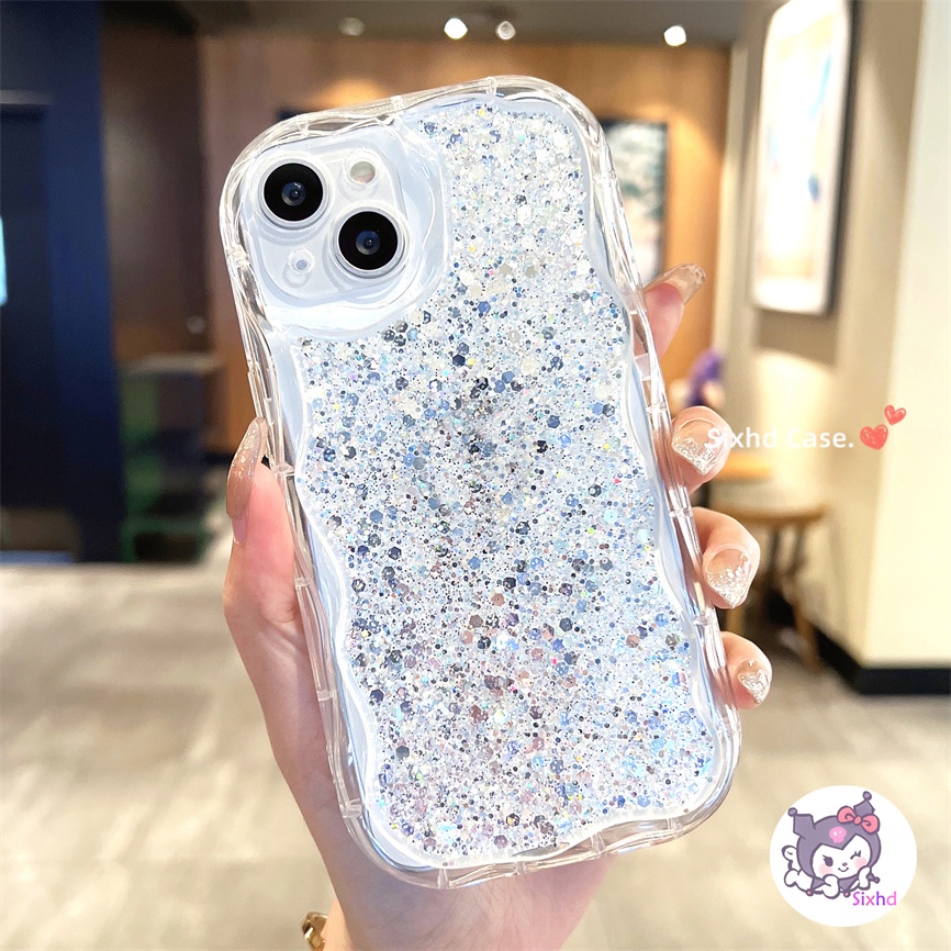 IPHONE Kompatibel Untuk Iphone14 13 12 11 Pro Max SE2020 X Xr Xs Max8 7 6 6s Plus Fashion Mewah Epoxy Shiny Pink Star Fragment Phone Case 3D Curved Edge Wave Glossy Clear Cover