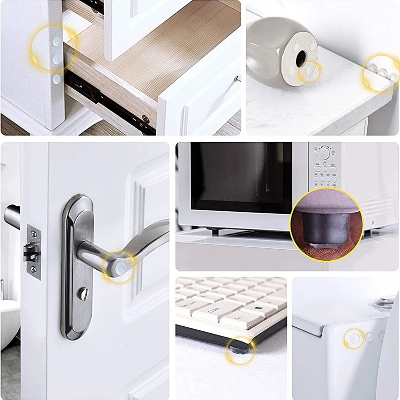 Bumper Pintu Lemari Bening Perekat Diri Silikon Door Stopper Bulat Persegi Karet Peredam Peredam Shock Penyerap Perlindungan Dinding Non Slip Furniture Pads Untuk Lemari Laci Toilet