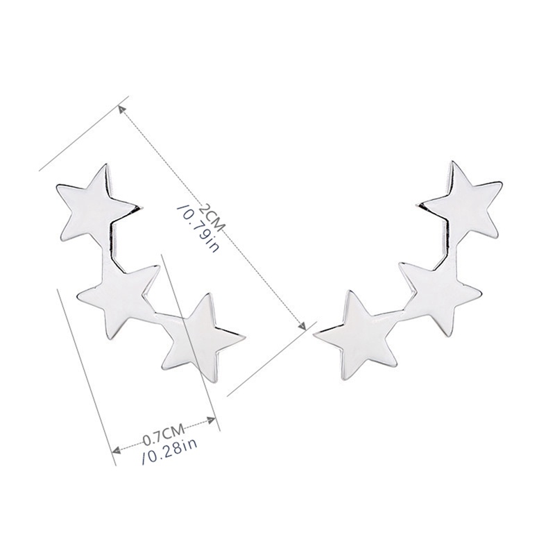 Anting Bintang Berujung Tiga Lima Lucu Untuk Aksesoris Wanita Pernyataan Perhiasan Hadiah Fashion Korea Brushed Star Stud Earrings