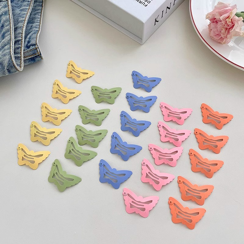 [Unggulan] 1/6pcs Klip Poni Samping Perempuan Gaya Korea Y2K Kupu-Kupu Klip BB Lucu Klip Tanpa Jejak Musim Panas Gadis Jepit Rambut Warna-Warni Jepit Aksesoris Rambut Alat Styling Rambut