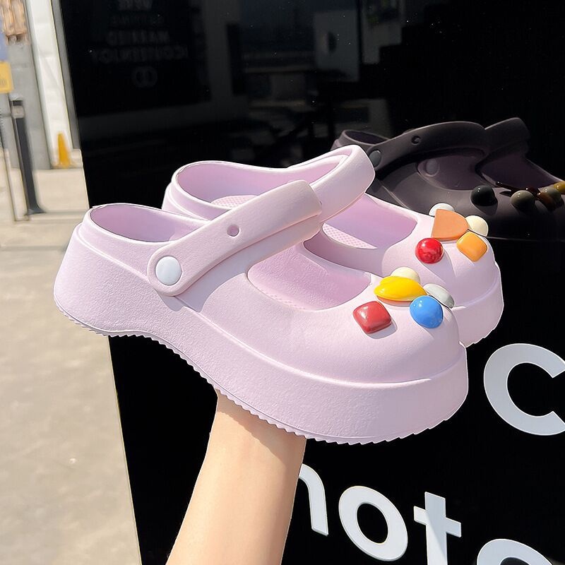 T&amp;Y Sandal Sol Platform Wanita 6791 Sepatu Sendal Jelly Sol Lembut Anti Licin Bahan Karet Elastis Slipper Empuk Free Aksesoris Sandal Murah Import