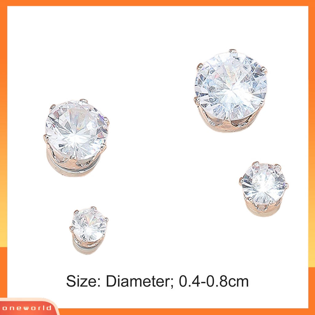 [WOD] 4pcs Klip Telinga Bulat Cubic Zirconia Perhiasan Gaya Korea Manset Telinga Tanpa Tindik Untuk Pakaian Sehari-Hari