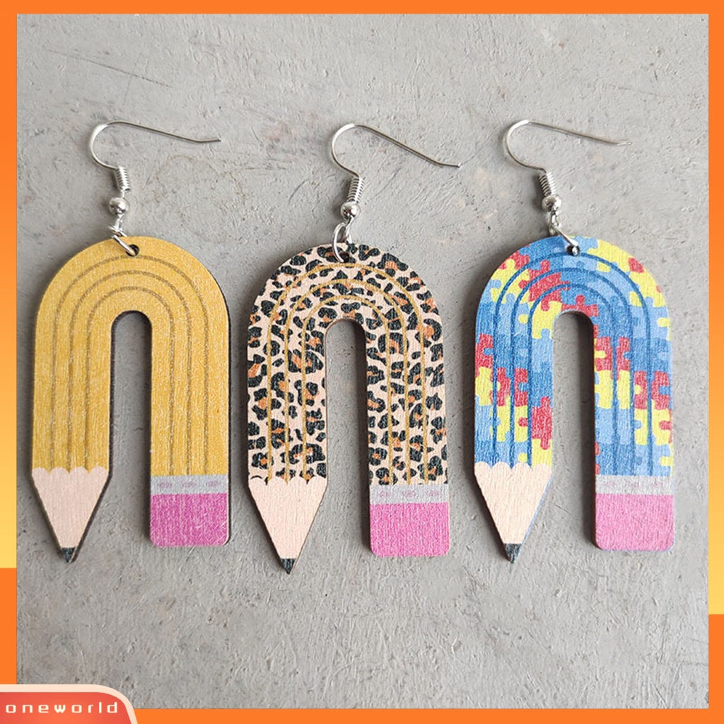 [WOD] 1pasang Anting Fashion Bentuk Pensil Menawan Kreatif Dekorasi Leopard Wanita Fashion Earrings Untuk Outdoor