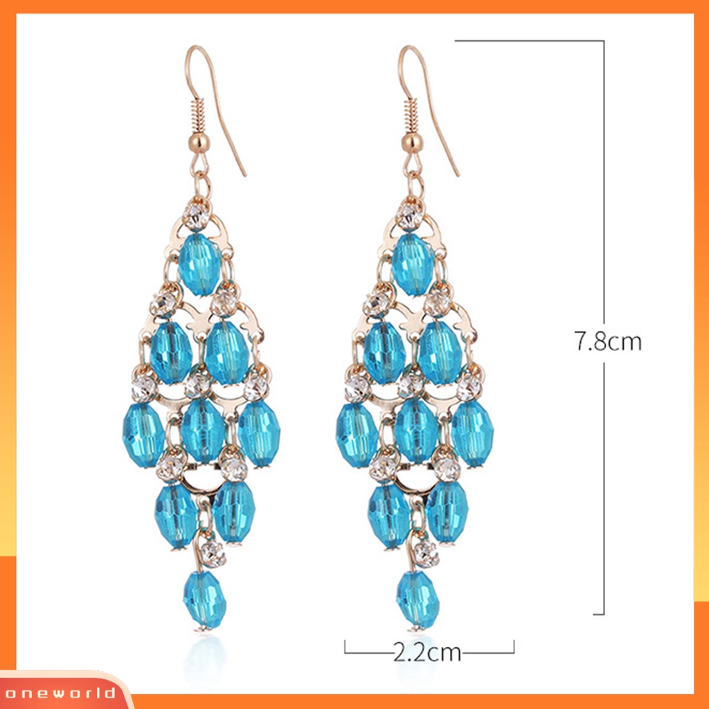 [WOD] 1pasang Anting Wanita Multi-layer Kristal Imitasi Bentuk Belah Ketupat Anting Menjuntai Eye-catching Untuk Prom