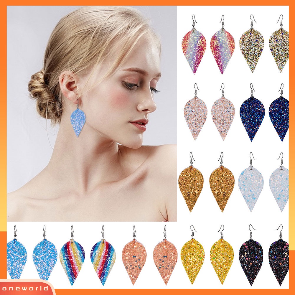 [WOD] Gaya Punk Tetesan Air Menjuntai Drop Shiny Sequin Women Hook Earrings Perhiasan Hadiah