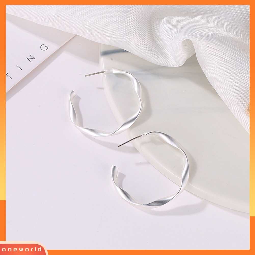 [WOD] 2pasang Wanita Fashion Matte Lingkaran Hoop Leverback Earrings Pesta Perhiasan Hadiah