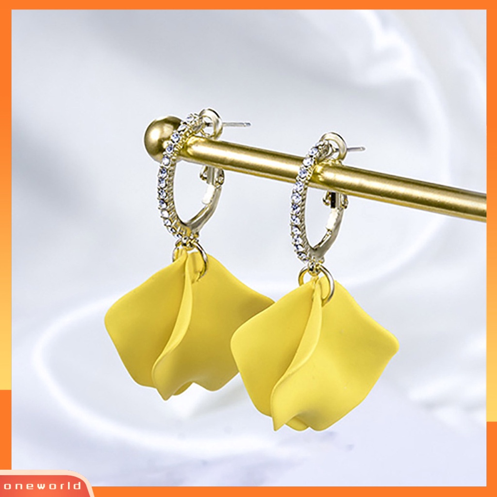 [WOD] 1pasang Anting Liontin Hias Anting Hoop Kelopak Bunga Mawar Artistik Untuk Hadiah