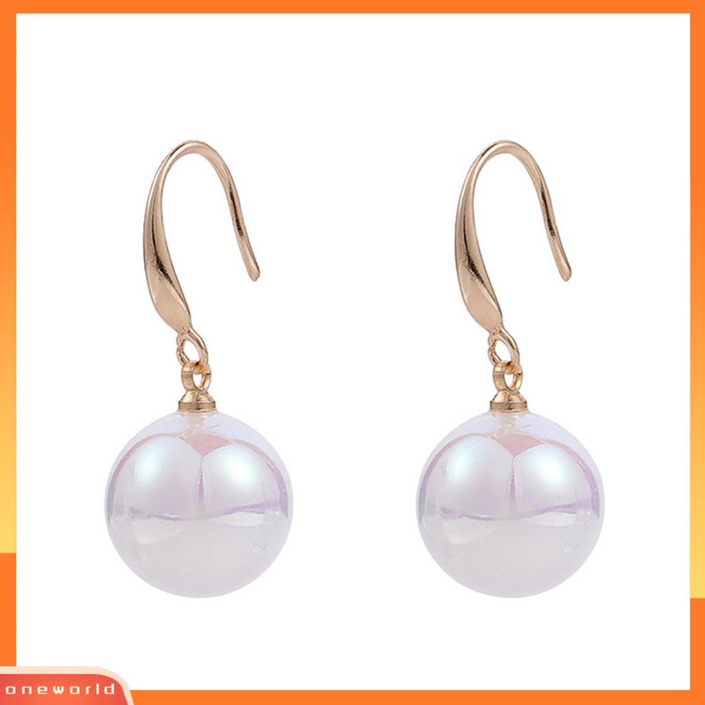 [WOD] 1pasang Anting Wanita High Gloss Elegan Temperamen Indah Putih Mutiara Imitasi Mengkilap Drop Earrings Perhiasan Pesta Pernikahan