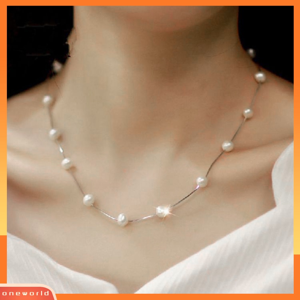 [WOD] Pesta Fashion Wanita Mutiara Imitasi Pesona Rantai Choker Pendek Kalung Perhiasan Hadiah