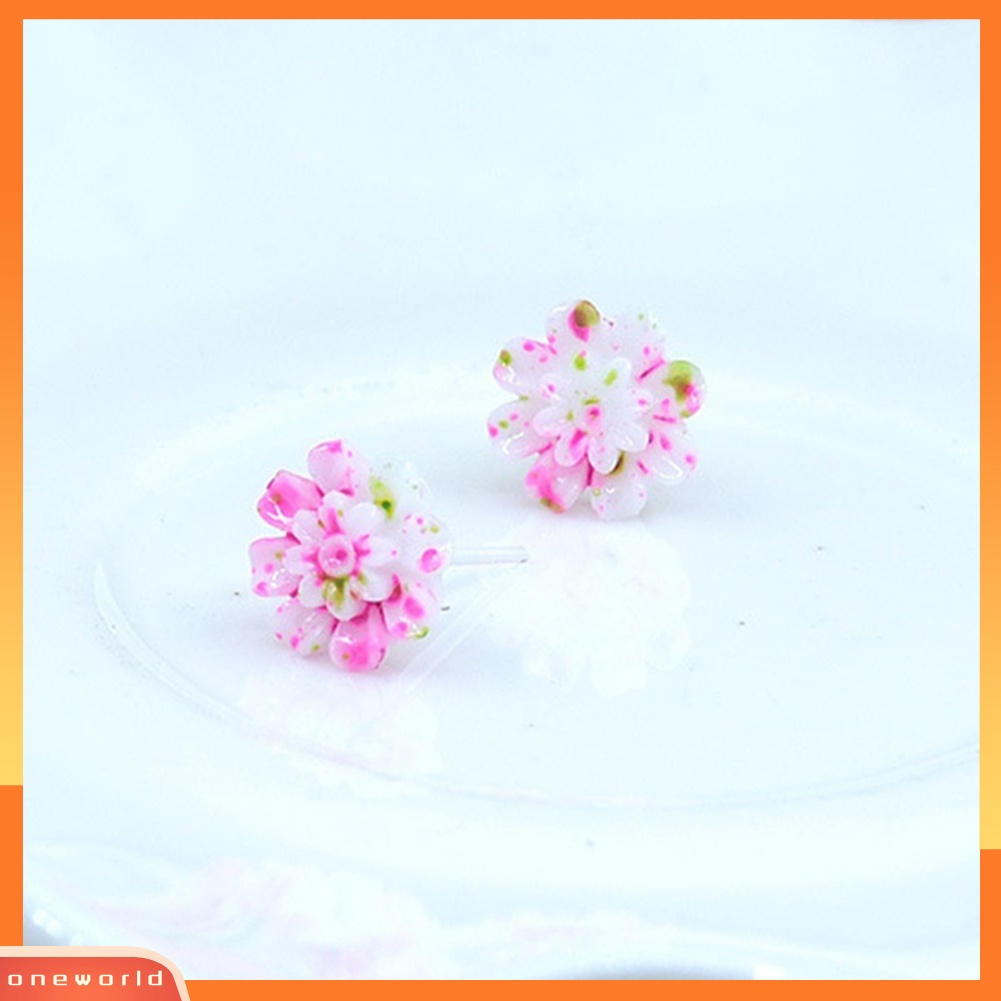 [WOD] 6pasang /Set Lucu Wanita Resin Warna-Warni Aster Bunga Telinga Studs Earrings Jewelry