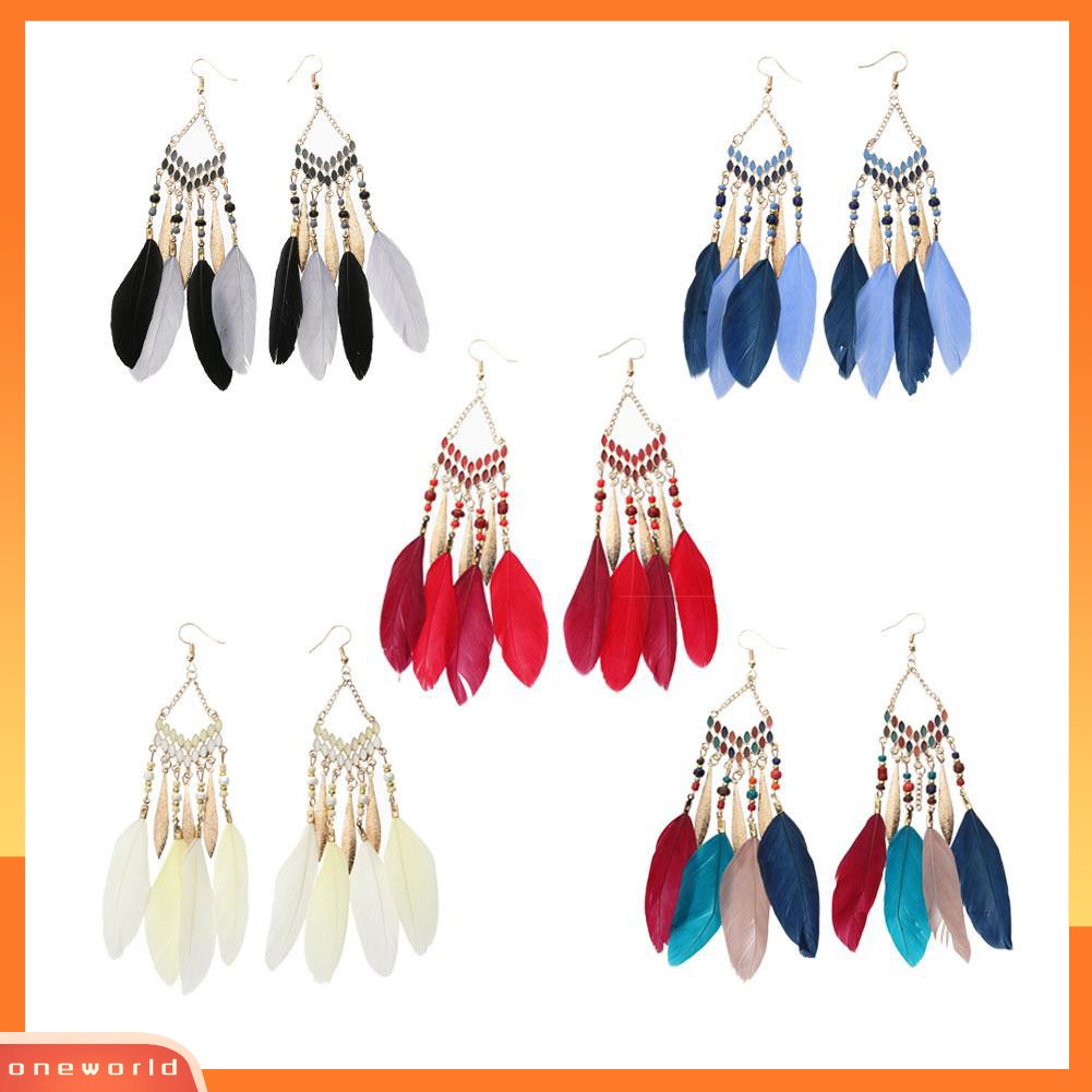 [WOD] Vintage Panjang Menjuntai Bulu Boho Kait Anting Wanita Menawan Perhiasan Hadiah