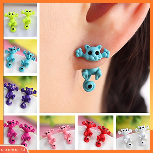 [WOD] Kreatif 3D Hewan Anting Kartun Kucing Kucing Indah Telinga Stud Earrings Perhiasan