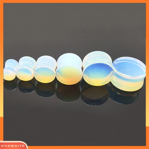 [WOD] 1pc 5-18mm Opalite Double Flared Saddle Gauges Ear Plug Tindik Tandu Keren