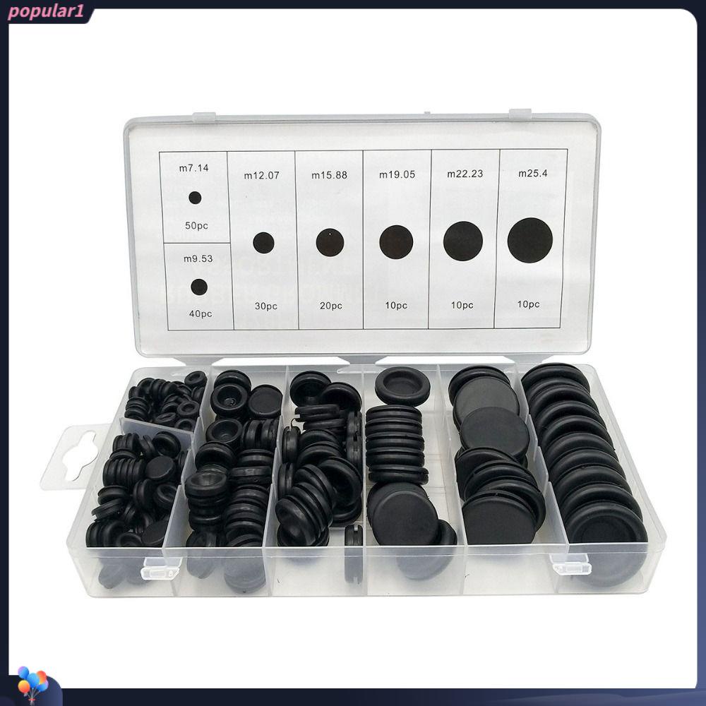 Populer 170pcs Grommet Kit 7ukuran Aneka Kit Lubang Tertutup Colokan Pencuci Untuk Kabel