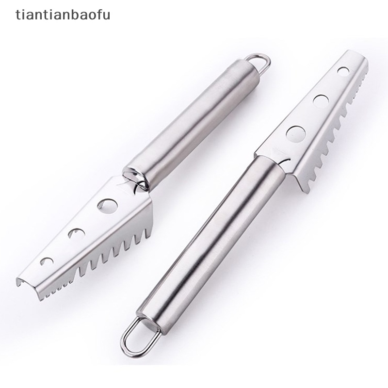 [tiantianbaofu] Stainless Steel Fish Scaler Handheld Remover Sea Cleaning Scraper Pembersih Kerak Butik