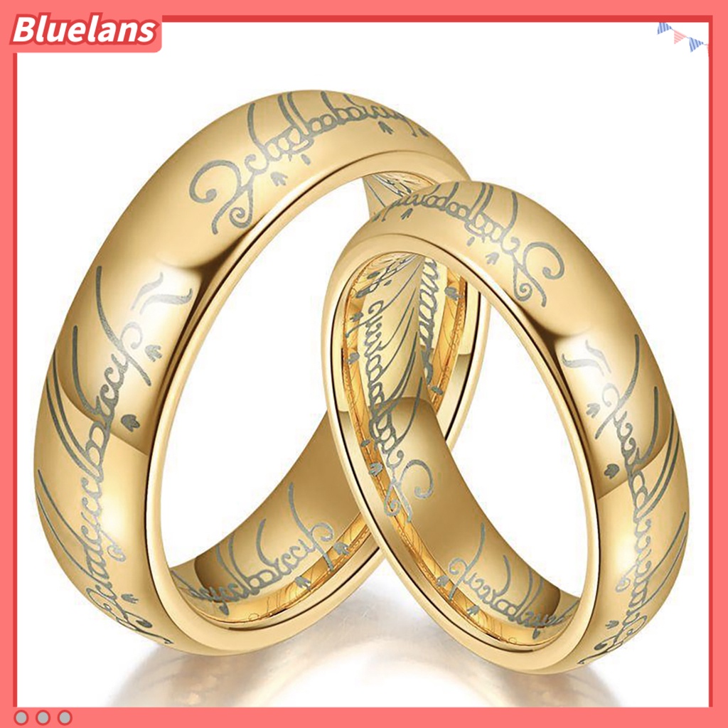 [BLS] Cincin Kawin Motif Huruf Hias Bahan Titanium Steel Pria Dan Wanita Band Finger Ring Untuk Pesta