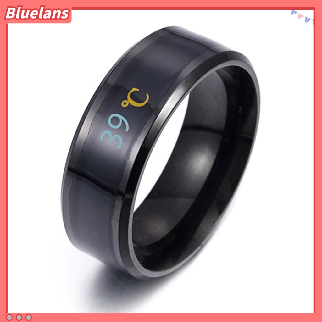 [BLS] Cincin Fashion Unisex Tampilan Real Time Cincin Tes Suhu Bahan Stainless Steel Untuk Pesta