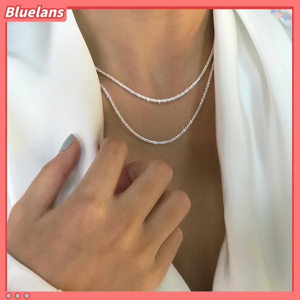 [BLS] Kalung Choker Kepribadian Kilau Terang Tanpa Liontin Temperamen Colorfast Dekorasi Pengerjaan Halus Populer Berkilau Klavikula Rantai Perhiasan Aksesori