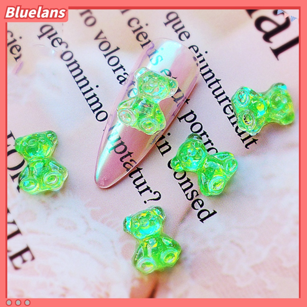 [BLM] Stiker Sequin Nail Art Resin Motif Beruang Berkilau Untuk DIY