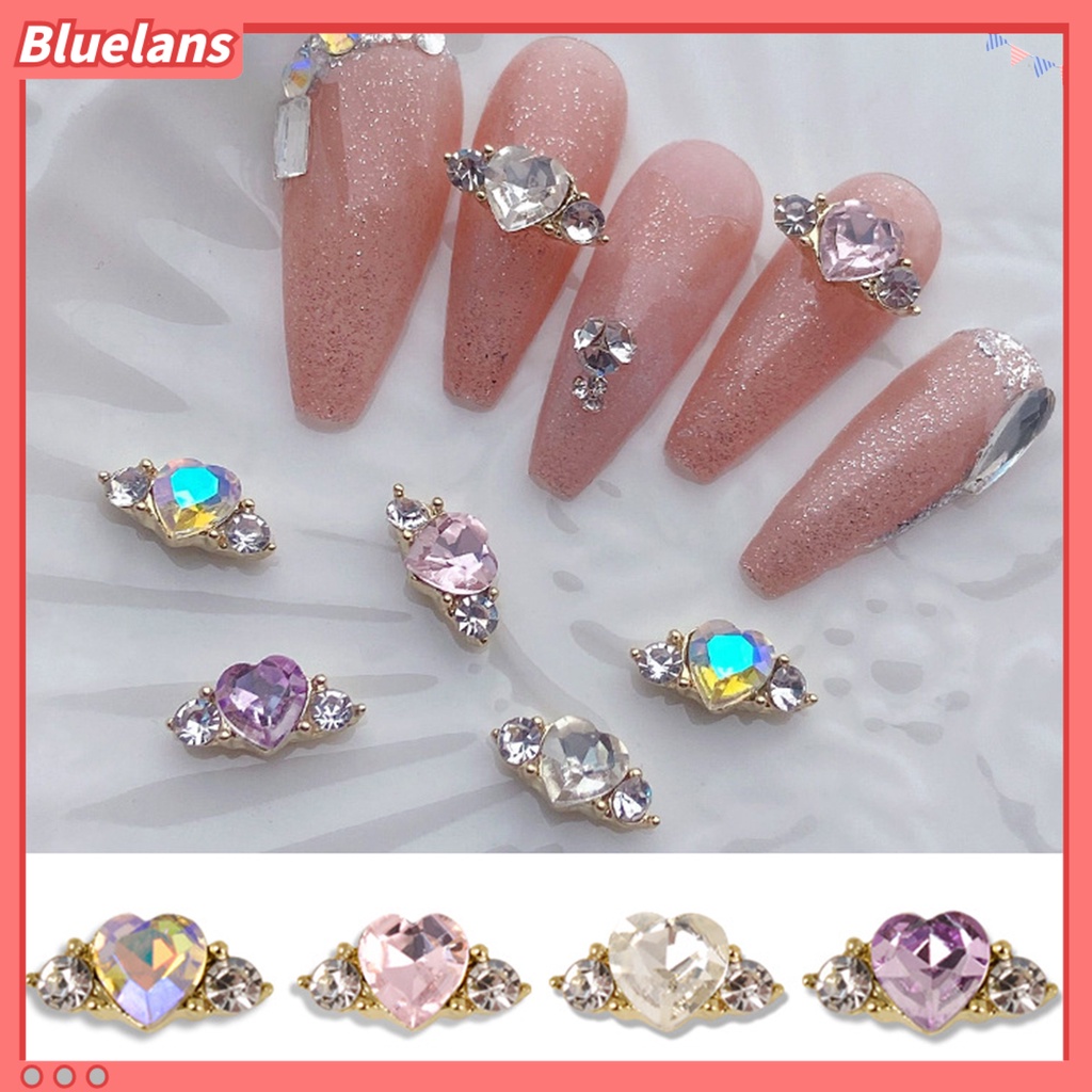 [BLM] 10 Pcs Aksesoris Kuku Indah DIY Manicure Alloy Perhiasan Berwarna Peach Hati Berlian Imitasi Nail Art Dekorasi Perlengkapan Manicure