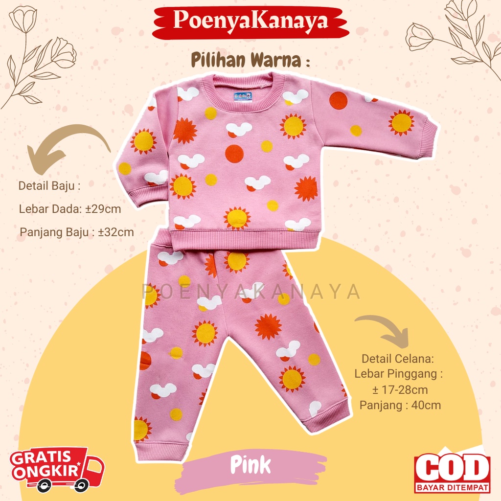 Setelan Sweater Jaket Bayi Anak Panjang Awan &amp; Matahari HBc Size 6-18 Bulan SPY55