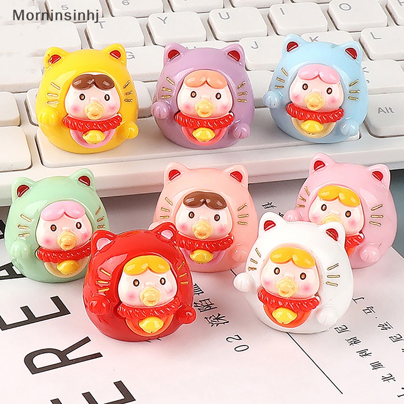 Mornin Lucky Cat Ornamen Resin Kerajinan Lucu Kartun Warna Dot Pucat Dashboard Mobil Mainan Dekorasi Aksesoris id