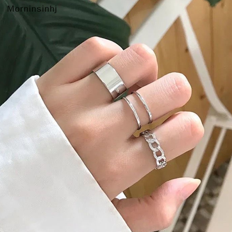 Mornin 3PCS Hip Hop Warna Silver Finger Ring Adjustable Perhiasan Rings Set Untuk Pria Wanita Gothic Aesthetic Rings Trendy Aksesoris id