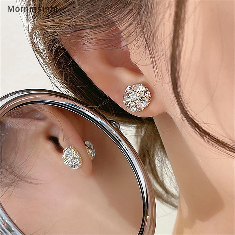 Mornin 1PC/1pasang Kreatif Elegan Pink Zirkon Kristal Telinga Stud Magnet Kuat Tanpa Lubang Telinga Klip Anting Untuk Wanita Perhiasan Hadiah id