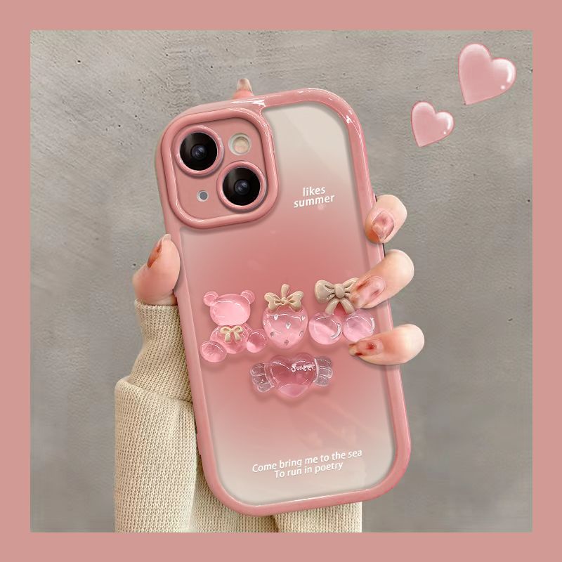 IPHONE Casing Ponsel Desain Boneka Beruang Gradasi Kompatibel Dengan Iphone12 13 14 11 Pro Max X Xs Max Xr Ggfdc