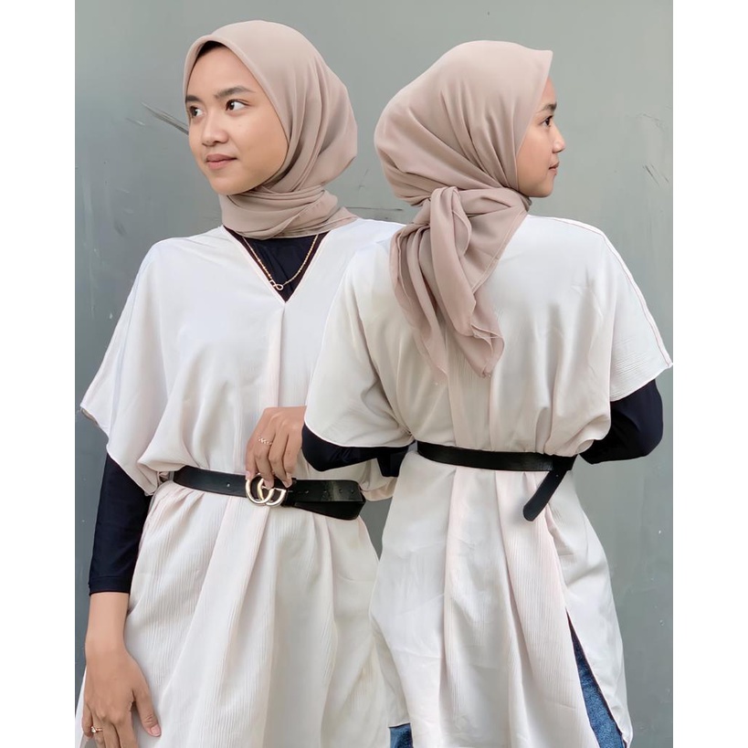 Long Square Top Nagita Atasan Wanita V-neck Oversize