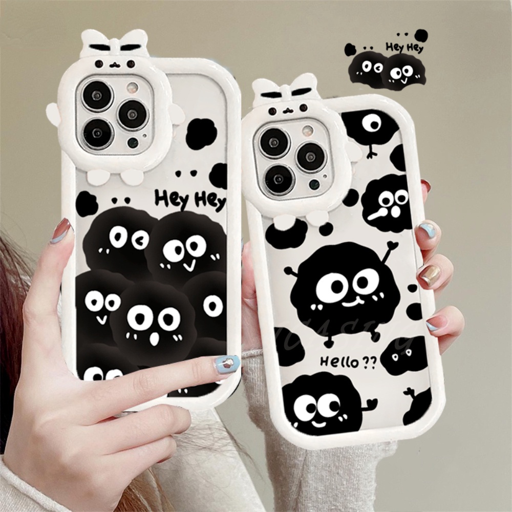 Casing hp iPhone 12 13 14 Pro Max 12 13 Mini 14 Plus 3D Little Monster Cute Cartoon Spirit Briquette