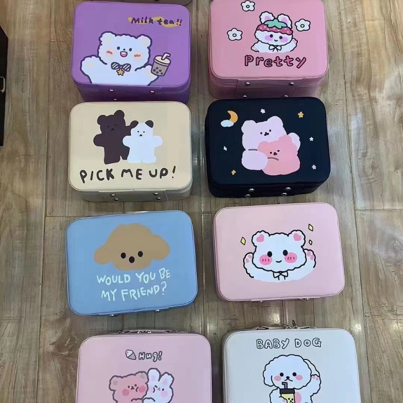 TTSHOP Koper Makeup "Glamour Reflection" - Tas Makeup Terkenal dengan Kapasitas Besar dan Desain Lucu, Mudah Dibawa, dan Terbuat dari Kulit 91101