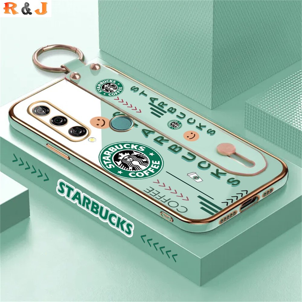 Casing Mewah Huawei Y6P 2020 Y7A Y9S Y7 Pro Y9 Prime 2019 Nova 5T 8i 7i 7SE Nova 3i Starbucks Stand Holder Lipat Plating Fashion Karet Soft Cover