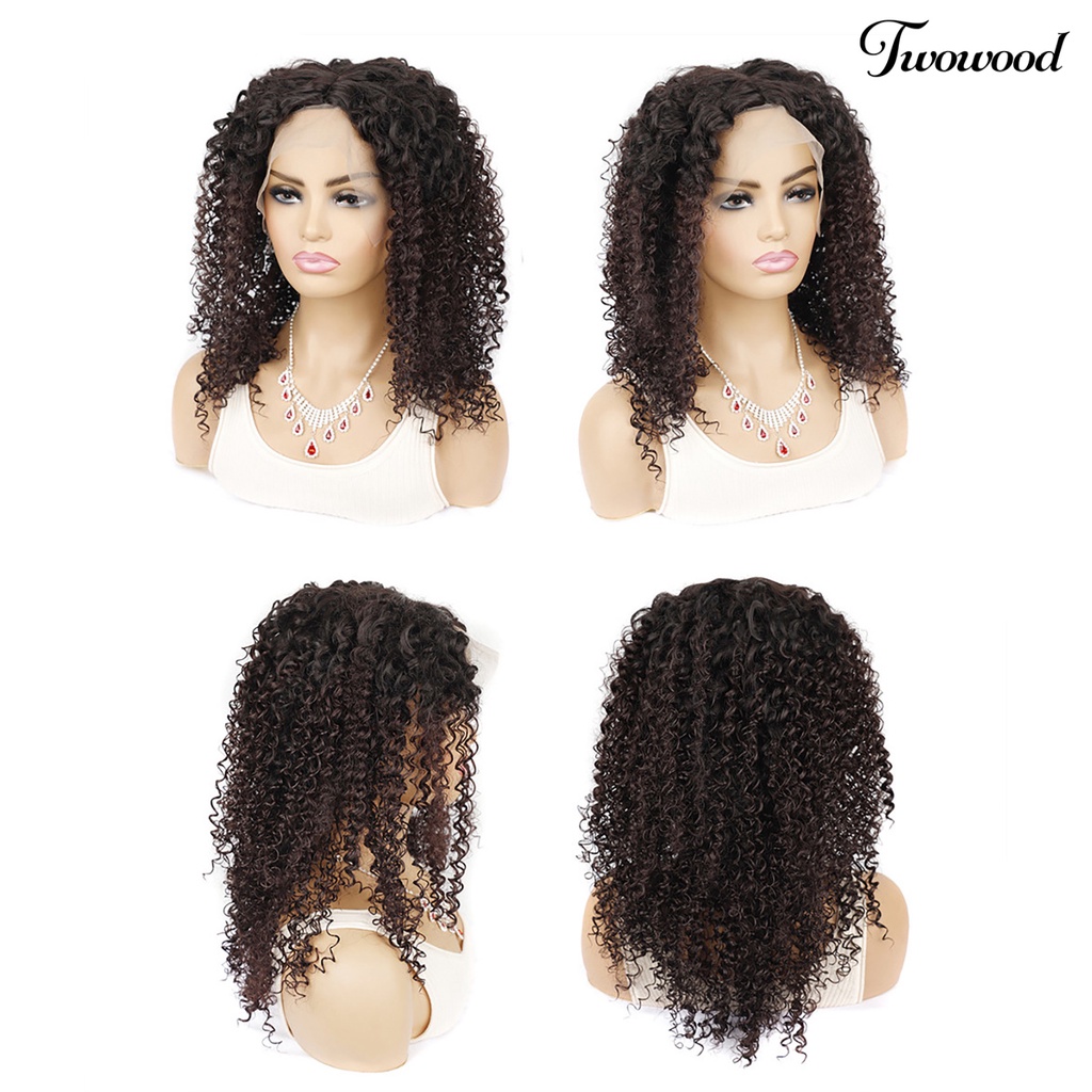 Twowood Curly Wig Berbulu Memperpanjang Rambut Suhu Tinggi Serat Density Frontal Wanita Wig Brasil Untuk Perempuan