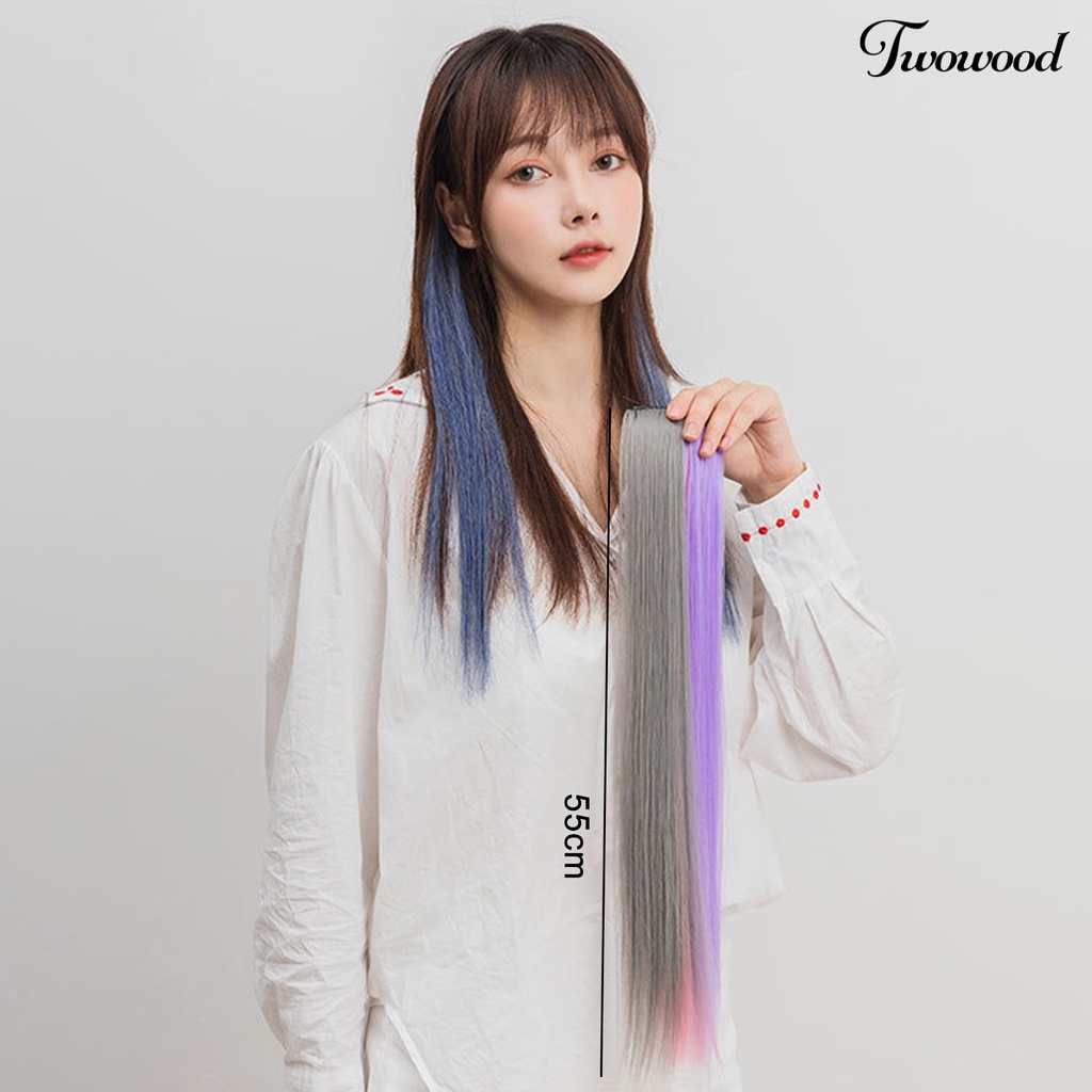 Twowood Extension Hair Mudah Dipakai Berbulu Multicolor Matte Trace-less Alat Makeup Buatan Manusia Serat Sorot Rambut Ekstensi Wig Untuk Wanita