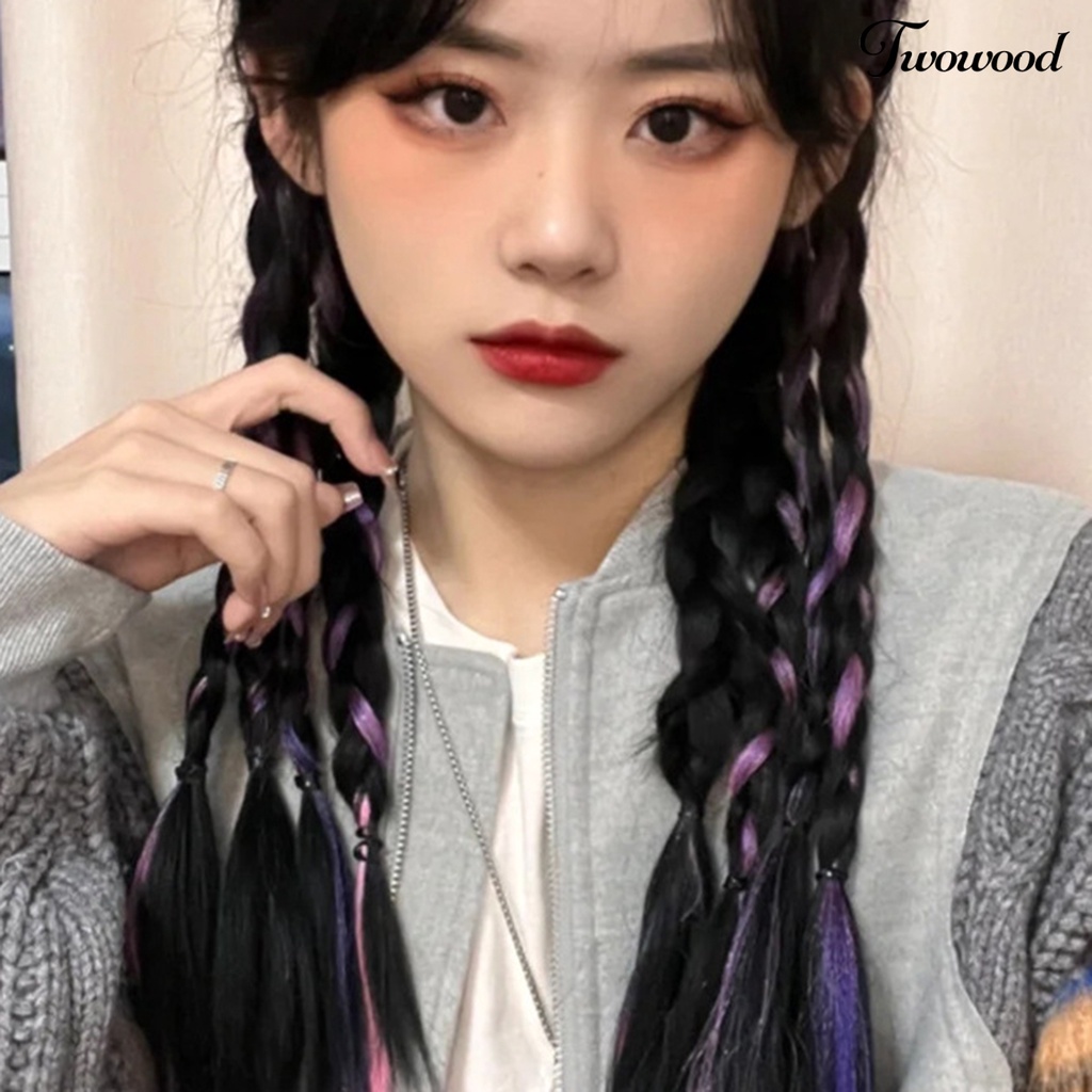 Twowood Braided Wig Fashion Lembut Nyaman Trendi Indah Alat Makeup Suhu Tinggi Sutra Wanita Ponytail Kepang Wig Untuk Rumah