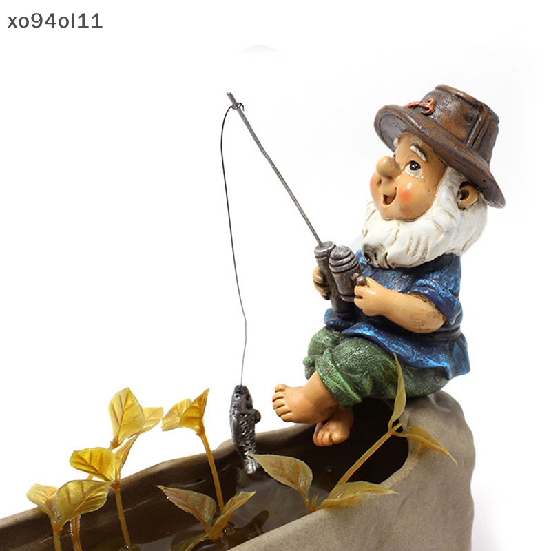 Xo Patung Resin Taman Gnome Mini Outdoor Gnome Ornamen Rumput Lucu Gnome OL