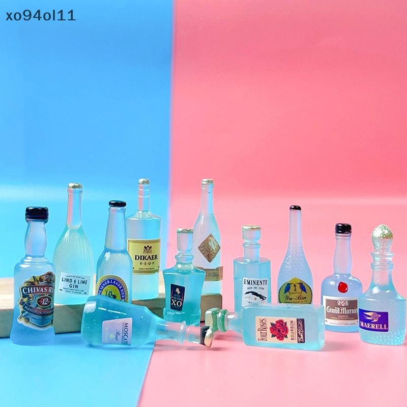 Xo 3Pcs Luminous Blue Wine Bottle Botol Bir Ornamen Dekorasi Lanskap Mikro Rumah Boneka Miniatur Mainan OL