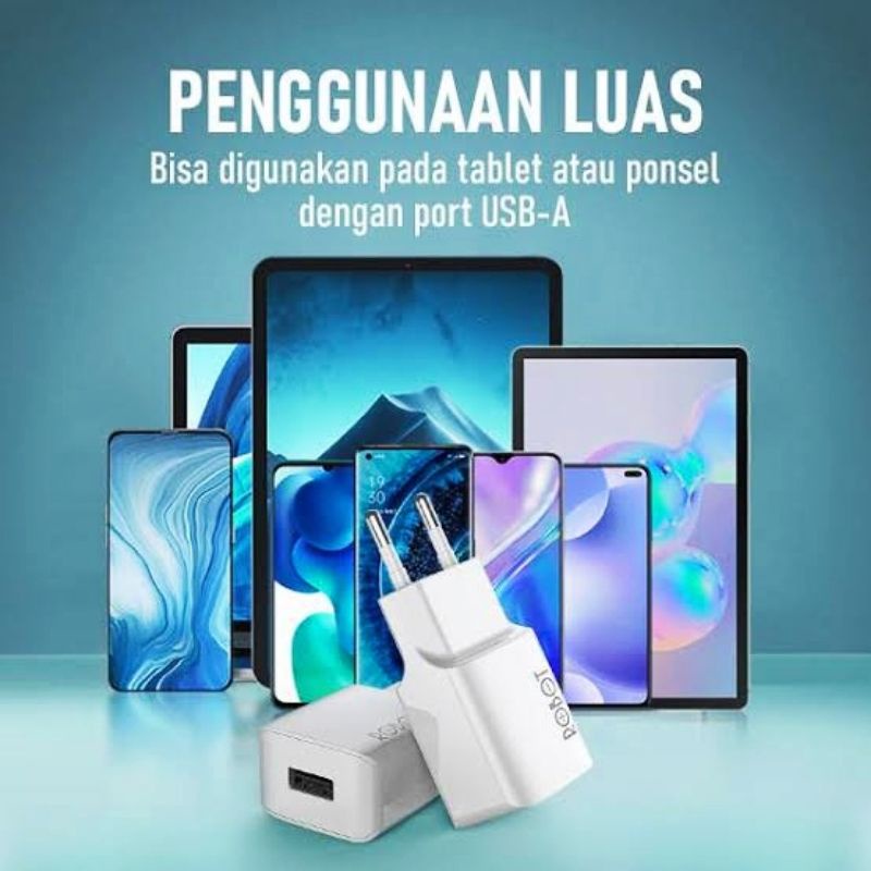 (ROBOT RT010) Smart Adapter Charger/ Kepala Charger Sigle Port Usb Multi Protection.