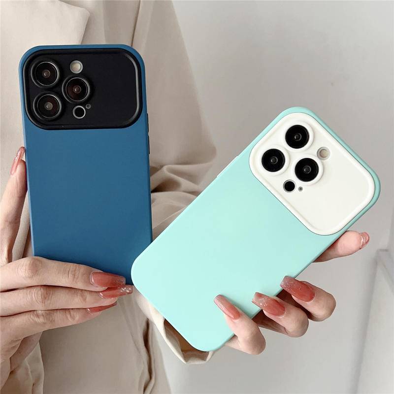 IPHONE Kamera Perlindungan Kulit Merasa Silikon Casing Ponsel Untuk iPhone14 13 12 Pro Max14 Plus 2in1 Splice Shockproof Back Cover Untuk iPhone14 Plus