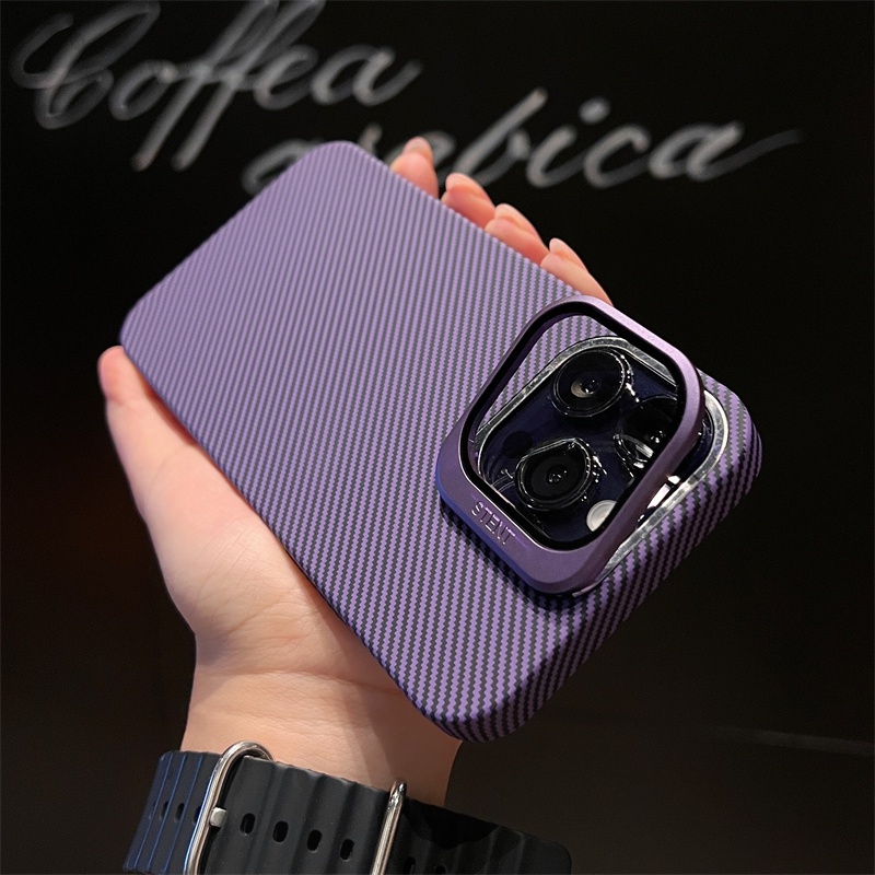 New Advanced Carbon Fiber Phone Case for iPhone 14 13 12 Pro Max Ultra Thin with Stand Lens Film Anti Drop iPhone 14 Promax Case